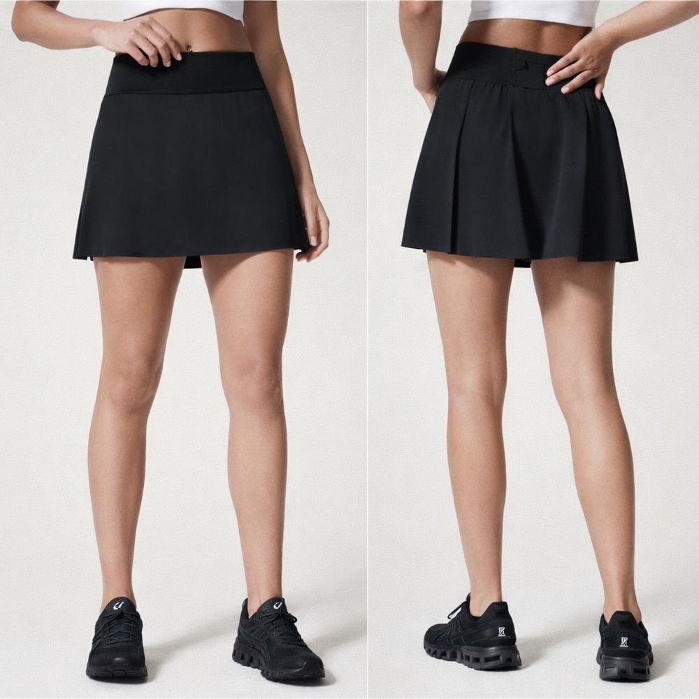 SPANX Get Moving Mini Skort Women's Small Black Stretch Athletic Tennis Activewe